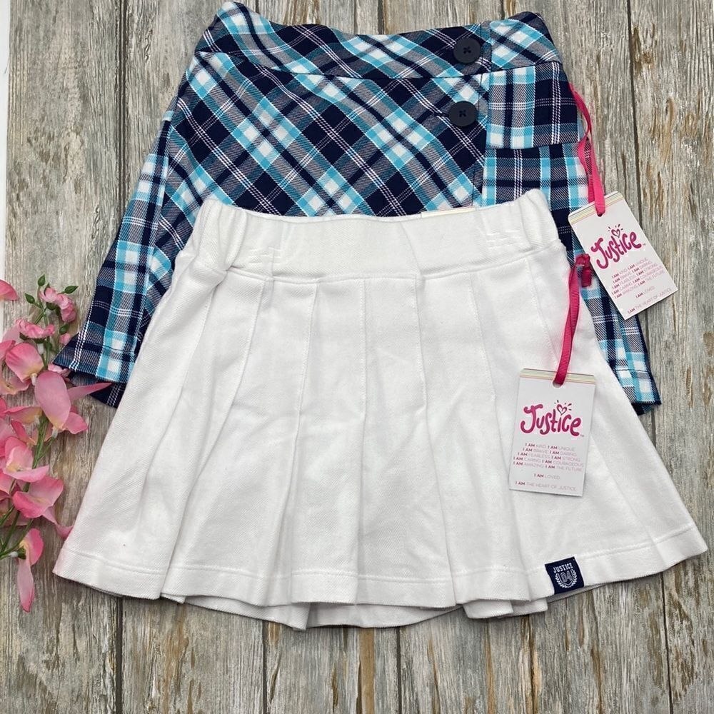 Justice Girl's Plaid & Relaxed Pleated Skirt 2-Pack Size XS 5/6
